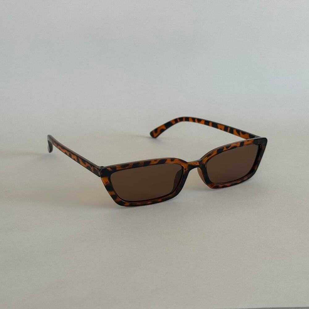 Y2K Tortoise Shell Brown Square Sunglasses Unisex Retro UVA UVB - Picture 2 of 4